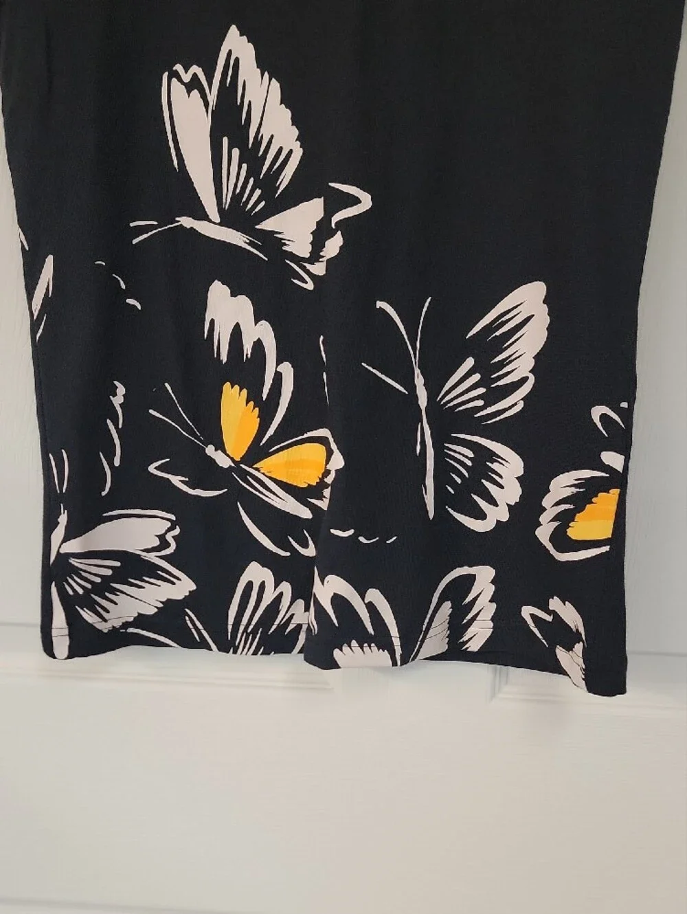 adidas Black Tee with Rainbow Logo and Yellow Butterfly Accents